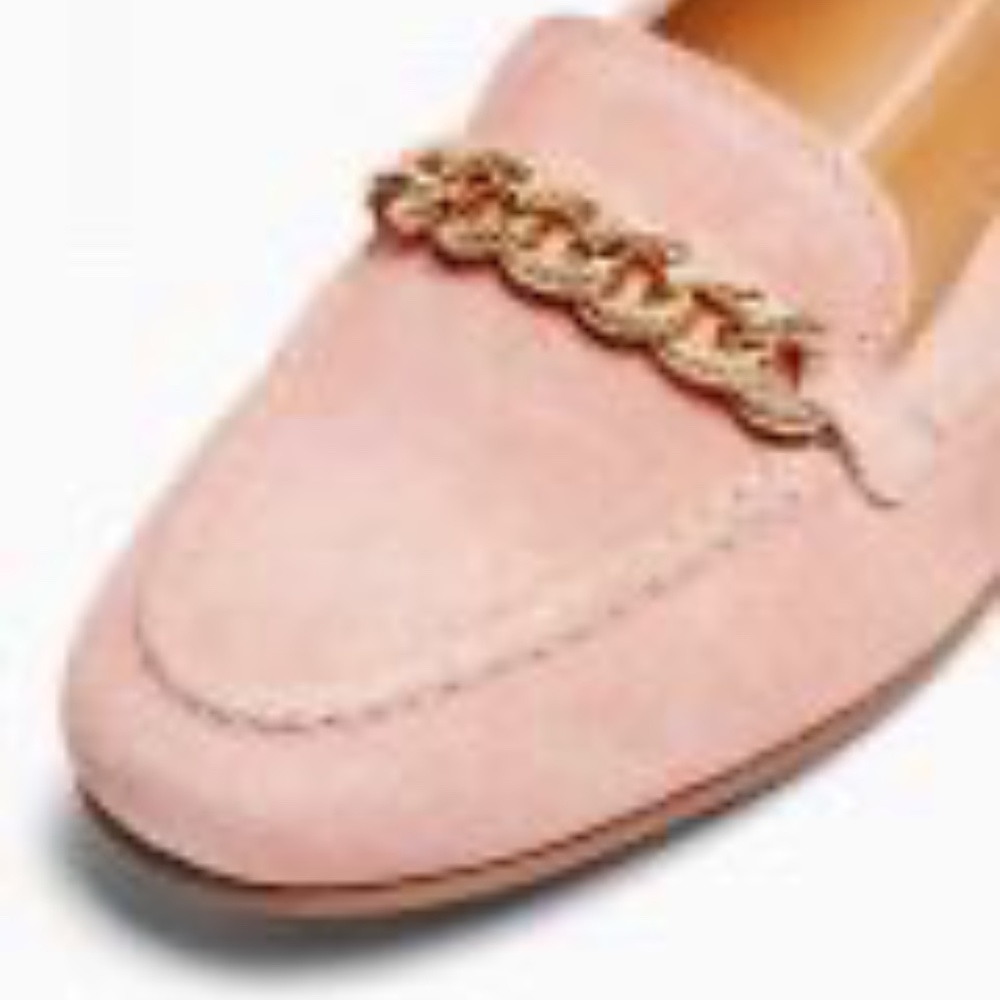 TopShop Womens Loafer Leo Pink Leather Chain
